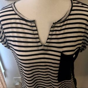 Comme Tol Striped Blouse in Navy & Cream
